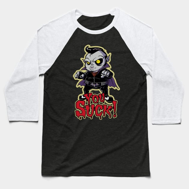 Halloween Rockabilly Vampire (you Suck) Baseball T-Shirt by BOEC Gear